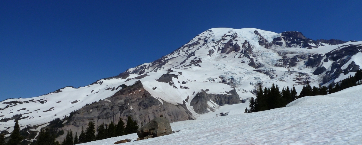 Muir Snowfield, immense névé en bas du Camp Muir, au Mount Rainier National Park.