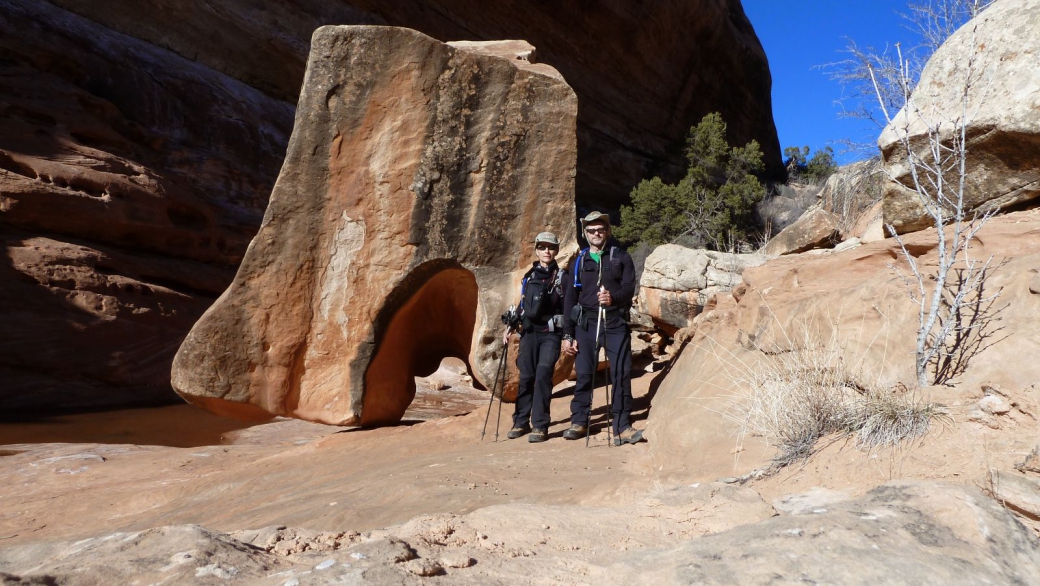 Stefano et Marie-Catherine à Kane Gulch, Utah