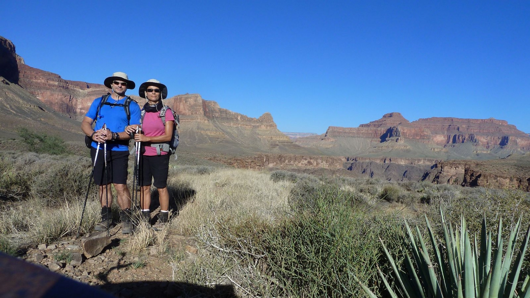 Stefano et Marie-Catherine à quelques mètres de Plateau Point, Grand Canyon National Park, Arizona.