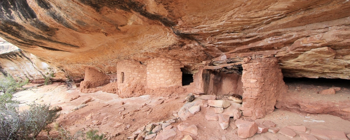 Vue sur Bigfoot Ruins, dans les alentours de Natural Bridges National Monument, près de Blanding, Utah.