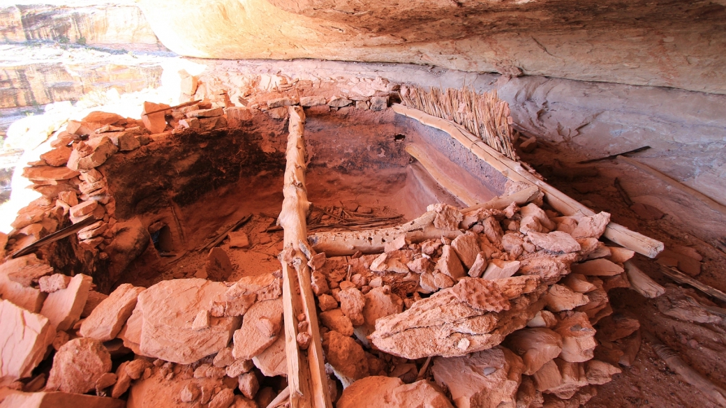 Les restes d'un kiva dans Polly's Canyon, du côté du Grand Gulch, dans l'Utah.