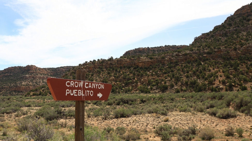 Panneau indiquant l'emplacement du Crow Canyon Pueblito, près de Farmington, au Nouveau-Mexique.