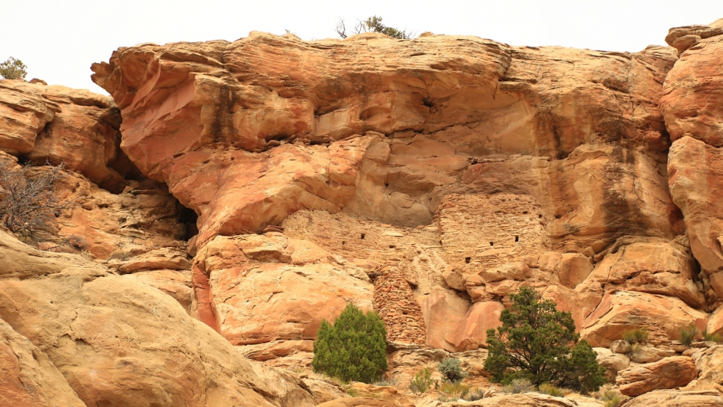 Vue d'ensemble sur le Shaft House Pueblito, à Crow Canyon, au Nouveau-Mexique.