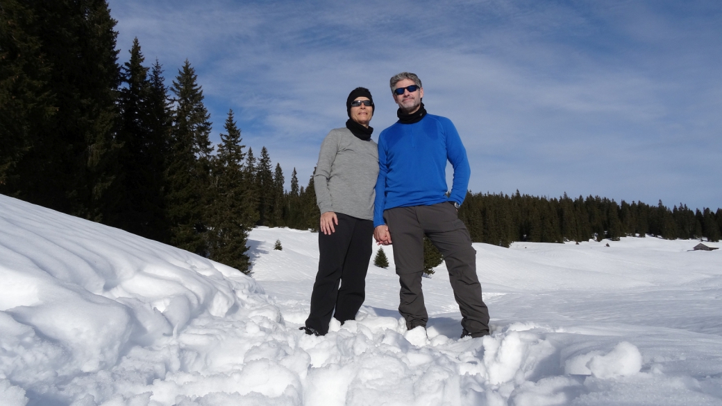 Stefano et Marie-Catherine au moment du pique-nique, non loin du Couvert de la Sèche de Gimel.