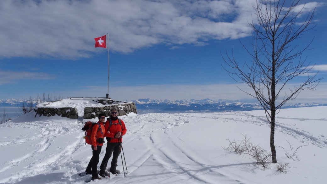 Stefano et Marie-Catherine au Crêt de la Neuve, début mars 2018.