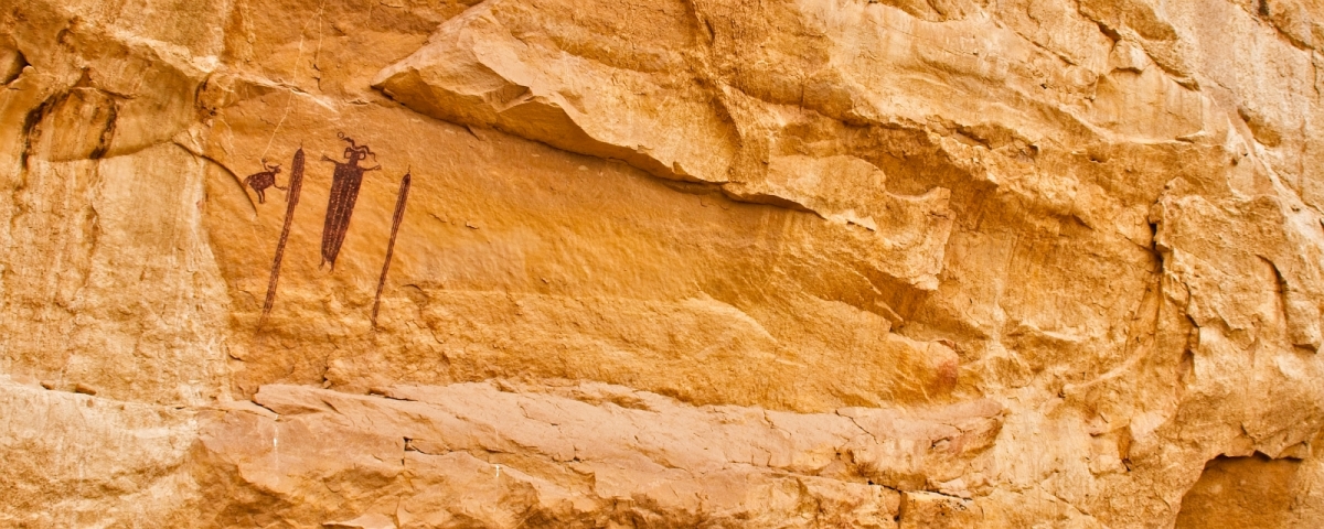 Head of Sinbad Pictograph Panel, San Rafael Swell, près de Green River, dans l'Utah.