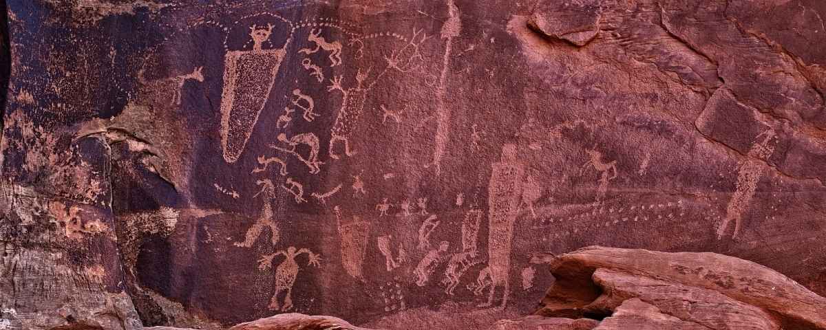 Le Kokopelli Panel du Seven Mile Canyon, près de Moab, dans l'Utah.