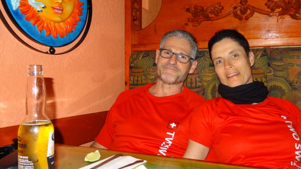 Stefano et Marie-Catherine au restaurant Fiesta Mexicana, à Moab, dans l'Utah.