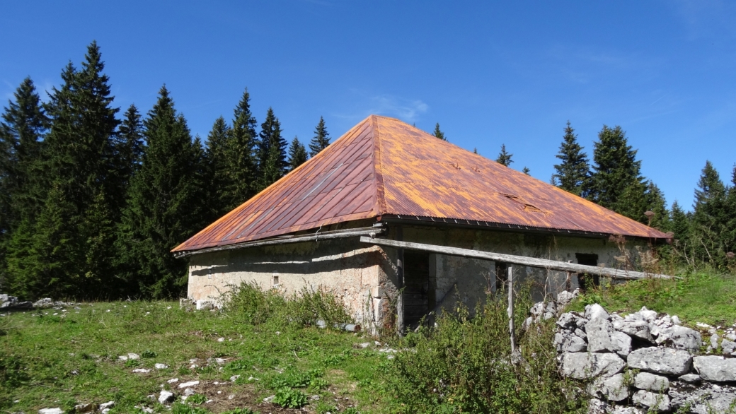 Un chalet d'alpage abandonné à La Baragne, du côté "français" d'Arzier-Le Muids.