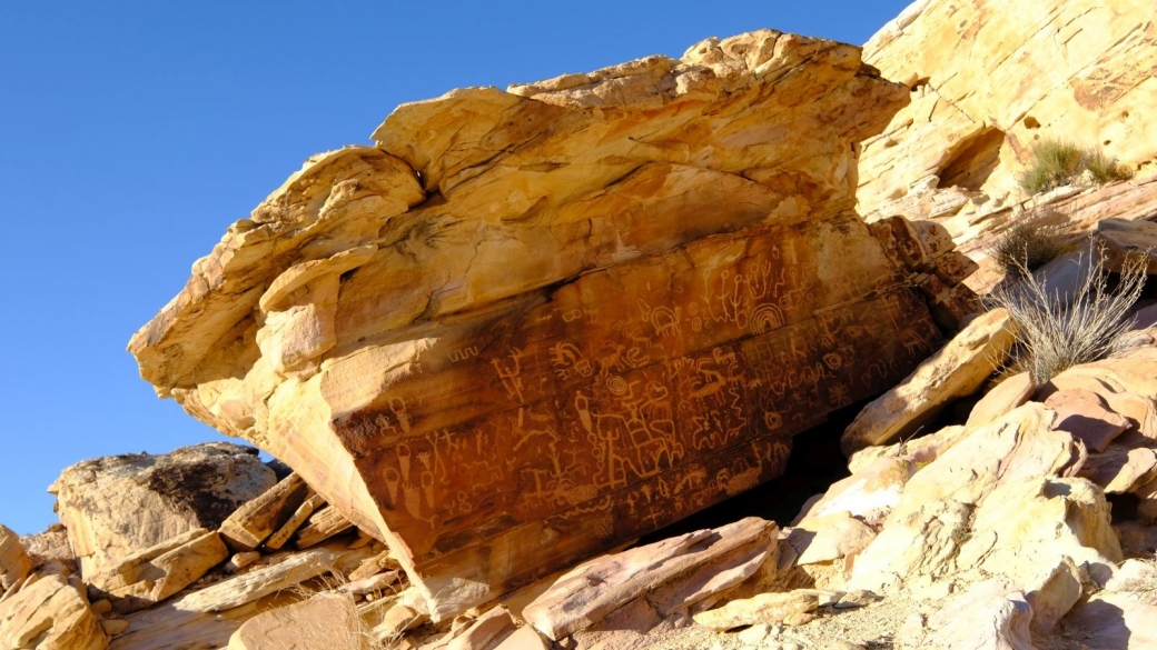 Le Newspaper Rock de Falling Man Rock Art Site, à Gold Butte National Monument, dans le Nevada.