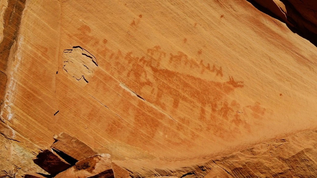 Belle vue de près du Red Bear Panel, à Natural Bridges.